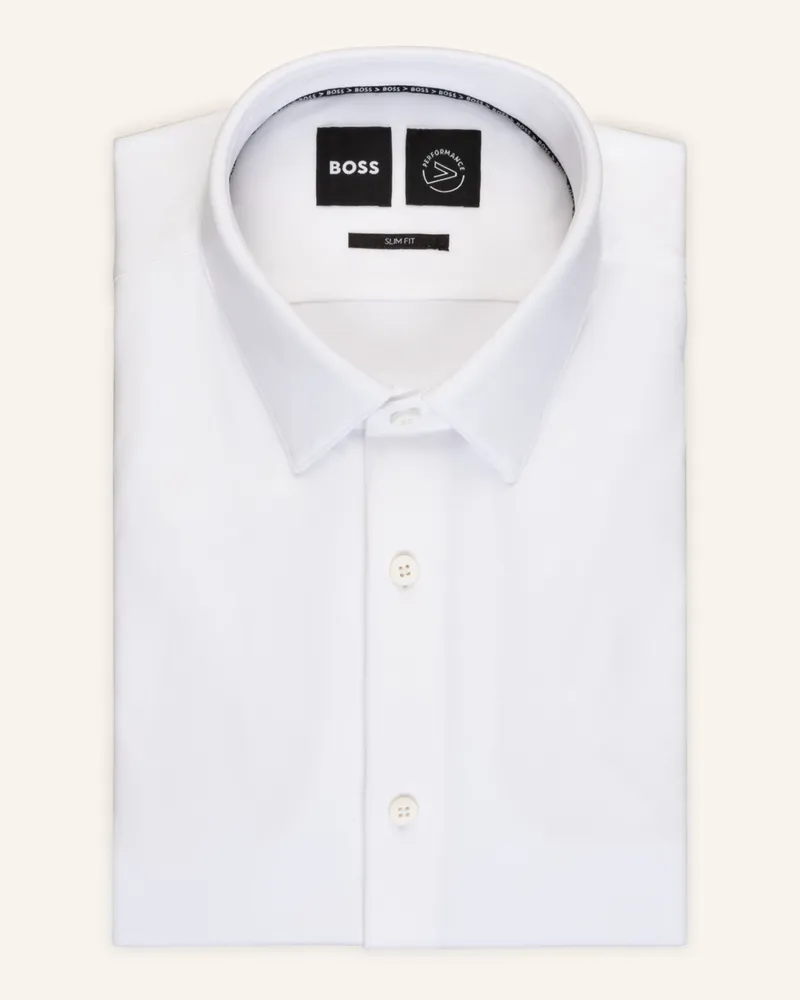 HUGO BOSS Jerseyhemd Hank Slim Fit weiss Weiss