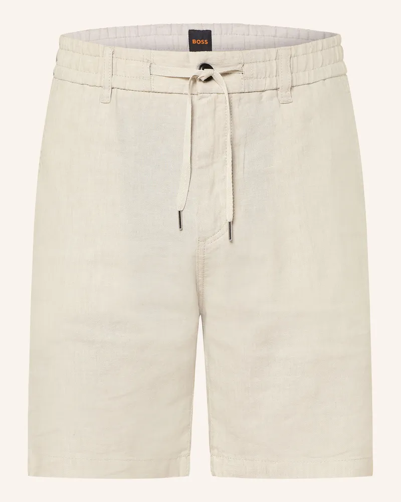 HUGO BOSS Chinoshorts Tapered Fit mit Leinen Beige