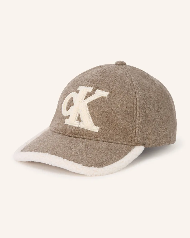 Calvin Klein Flanell-Cap Mit Teddyfell braun Taupe