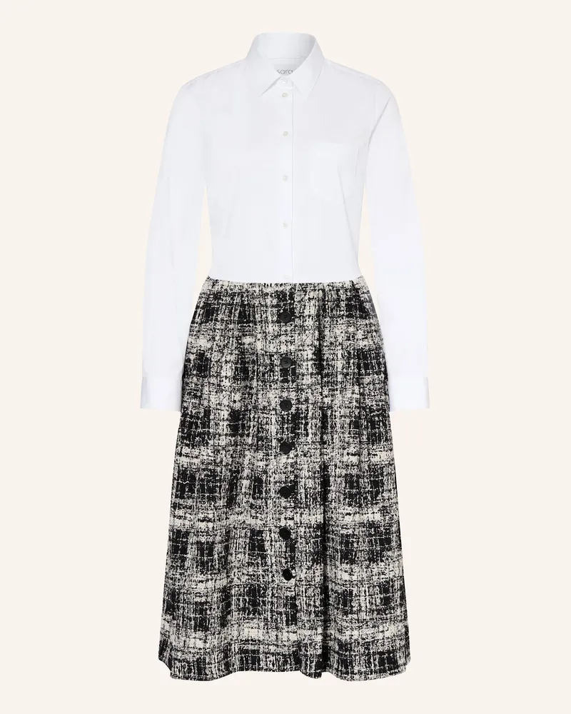 Sara Roka Hemdblusenkleid Nidina Im Materialmix schwarz Weiss