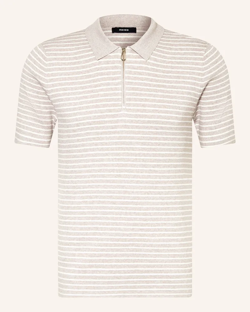 Reiss Strick-Poloshirt Fallow beige Hellbraun