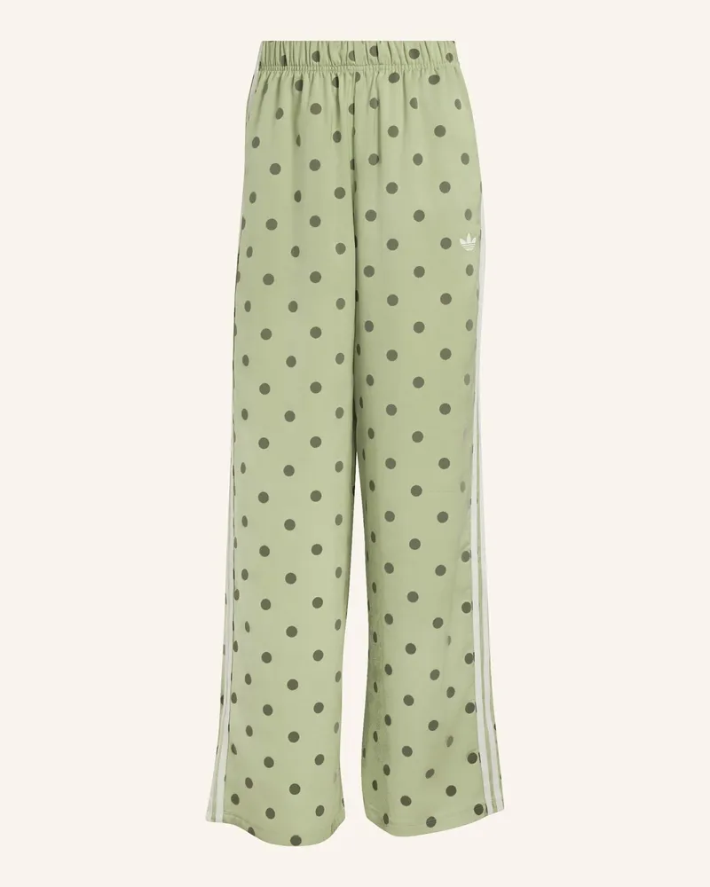 adidas Track Pants Satin Polka Dots Wide Leg gruen Grün
