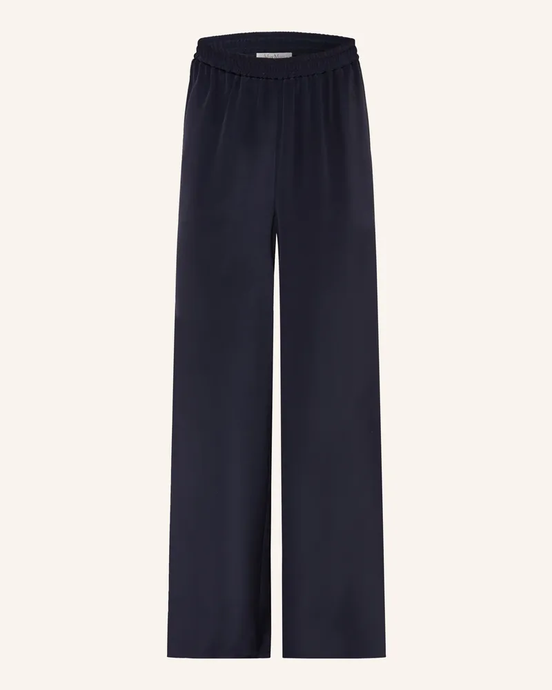 Max Mara Marlenehose Volonta Aus Seide blau Dunkelblau