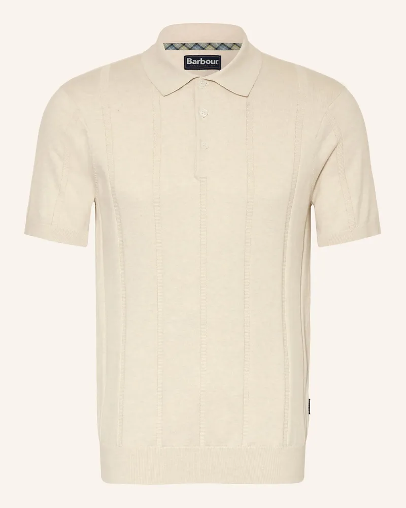 Barbour Strick-Poloshirt Wellburn weiss Creme