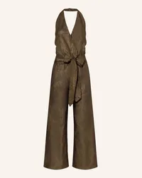 MIRYAM Leinen-Jumpsuit mit Glitzergarn Beige