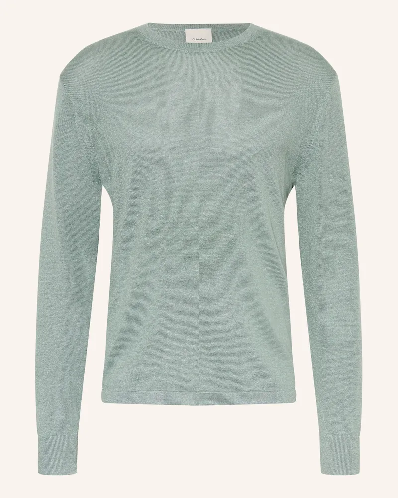 Calvin Klein Pullover mit Leinen Grün