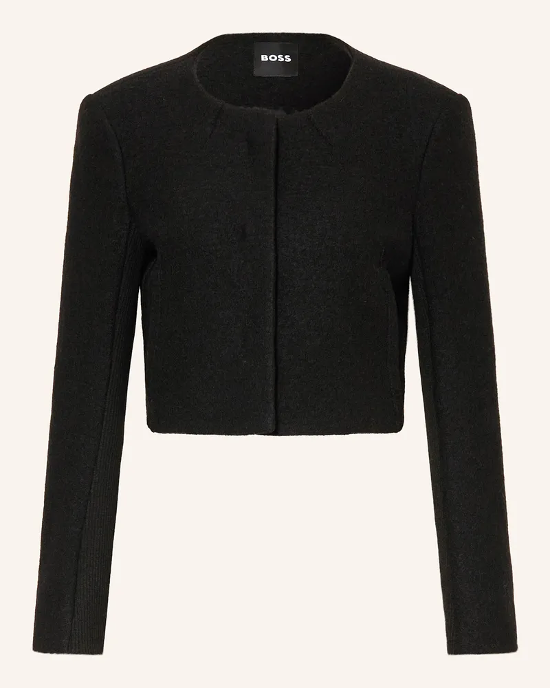 HUGO BOSS Kastenjacke Jicena schwarz Schwarz