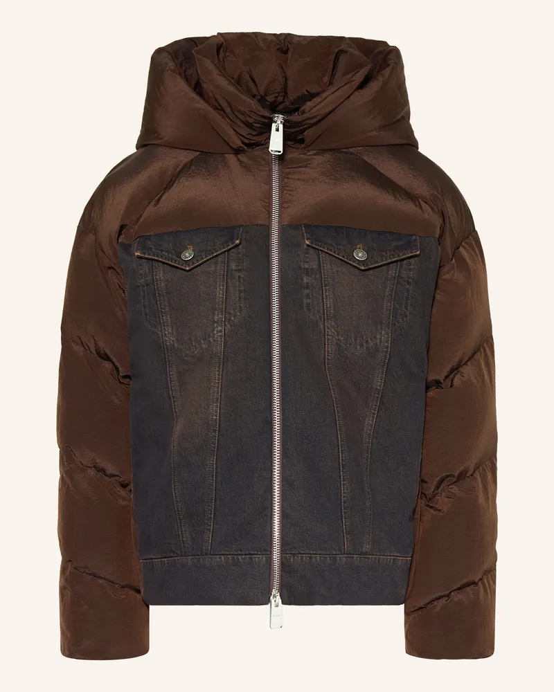Dondup Steppjacke im Materialmix Dunkelbraun