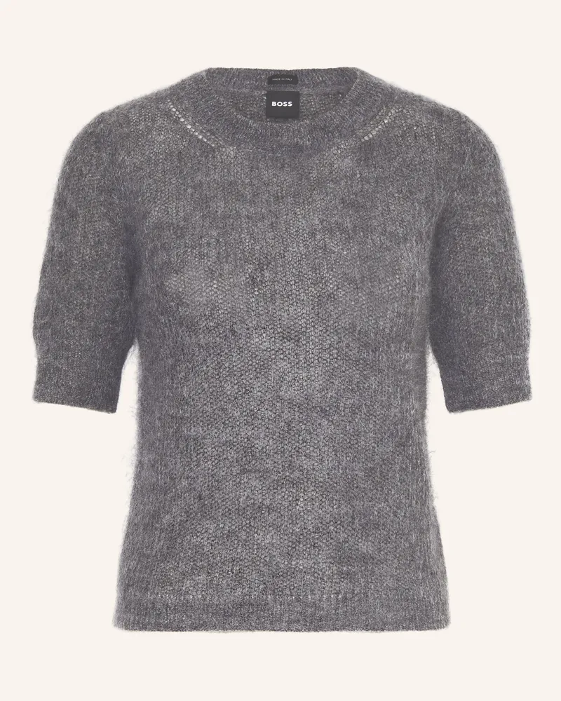 HUGO BOSS Strickshirt FEVRONA mit Mohair Grau