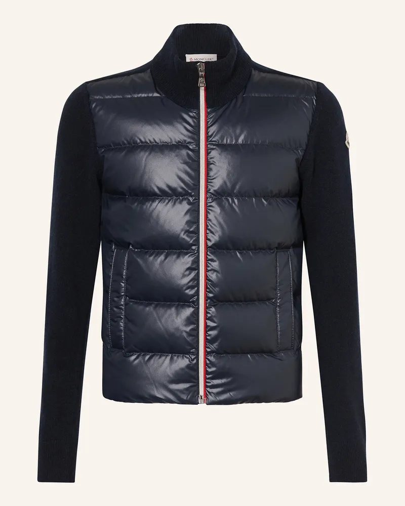 Moncler Daunenjacke im Materialmix Dunkelblau