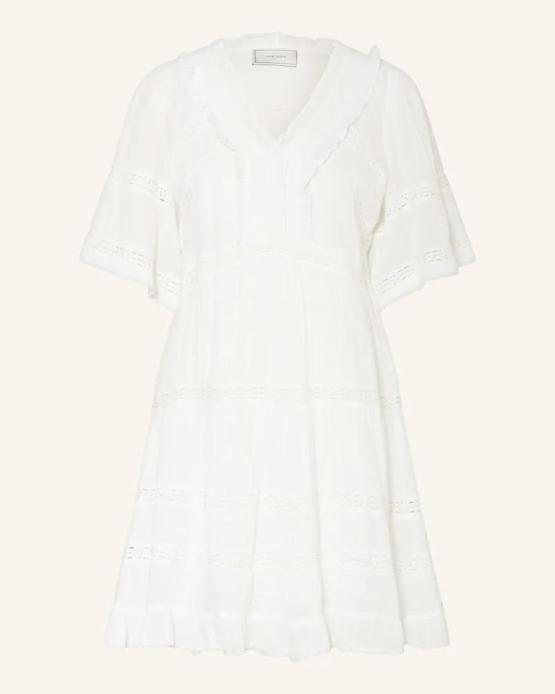 Neo Noir Kleid MILENE mit Spitze und Rüschen Weiss