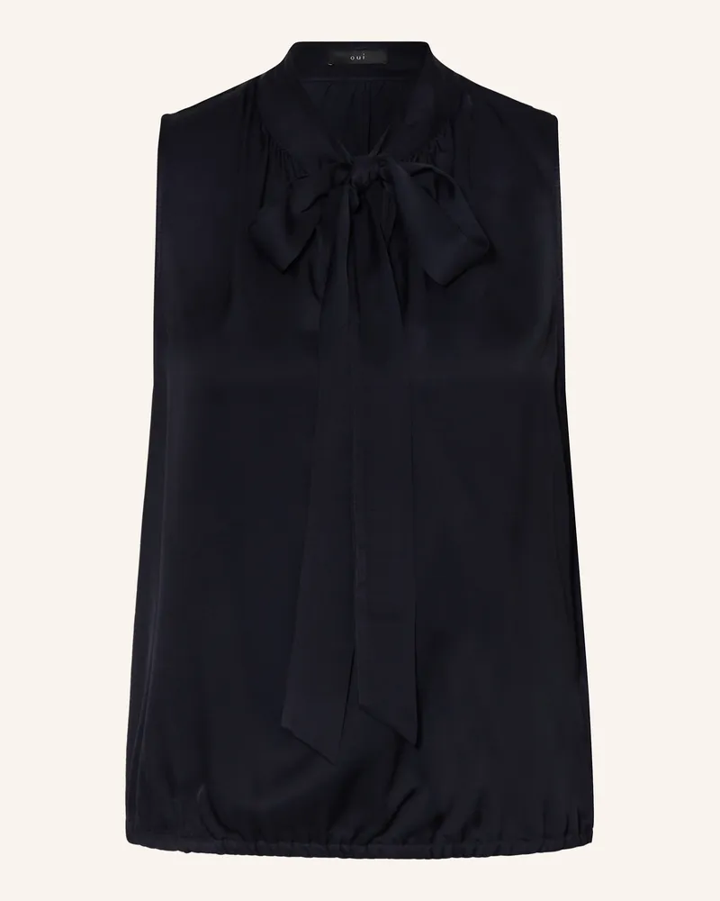 Oui  Blusentop aus Satin Dunkelblau