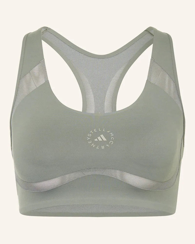adidas Sport-Bh Adidas By Stella Mccartney Power Impact Mit Mesh gruen Khaki