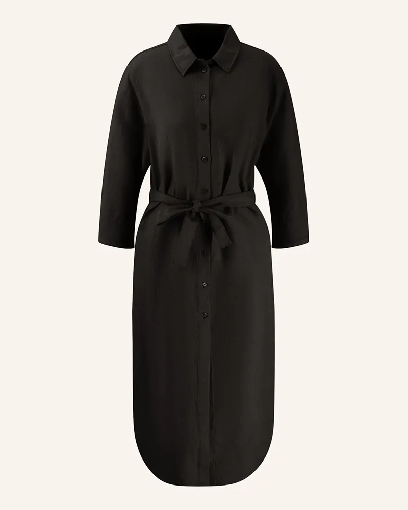 Fynch-Hatton Hemdblusenkleid mit 3/4-Arm und Leinen Schwarz