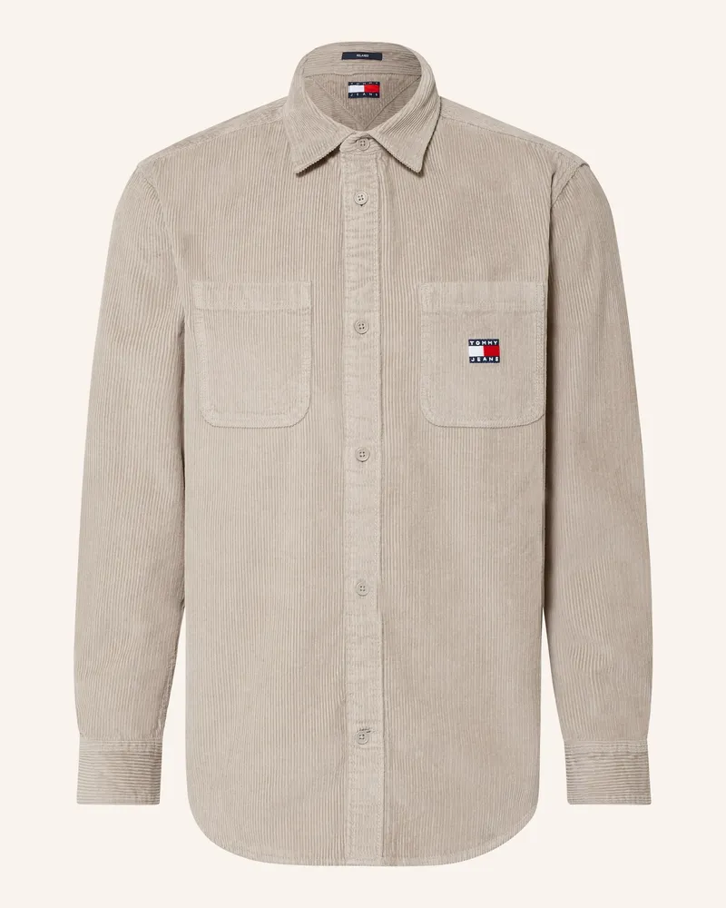 Tommy Hilfiger Cordhemd Comfort Fit grau Taupe