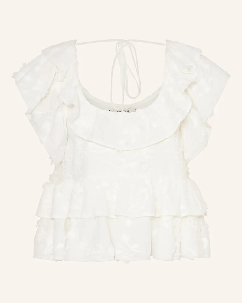 Dorothee Schumacher Blusenshirt LIGHT VOLUMES mit Spitze und Volants Creme