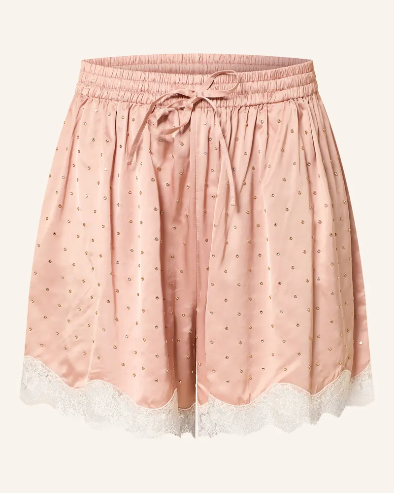 Sandro Satinshorts Mit Schmucksteinen Und Spitze beige Lachs