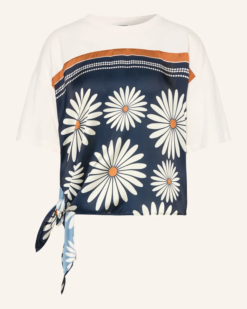 Sandro Blusenshirt Daisy Im Materialmix blau Dunkelblau