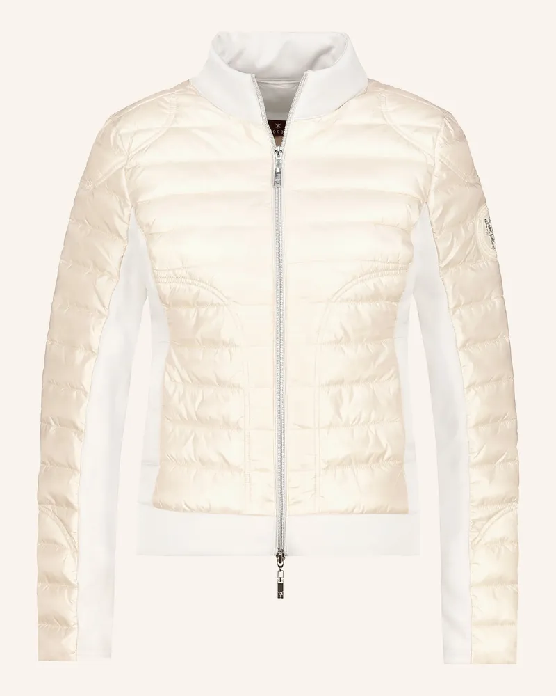 monari Steppjacke im Materialmix mit Schmucksteinen Creme