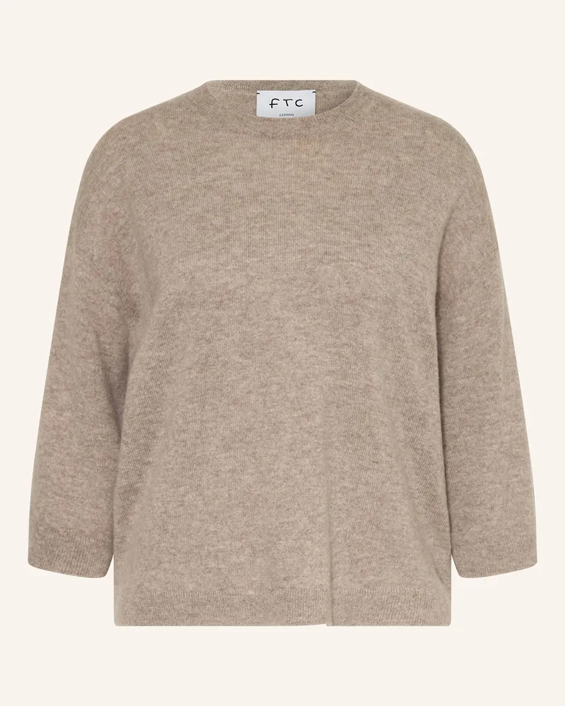 FTC Cashmere Cashmere-Pullover mit 3/4-Arm Beige