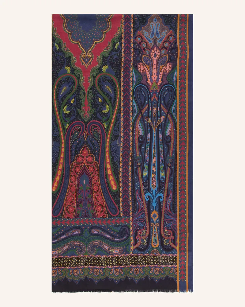 Etro Cashmere-Schal mit Seide Dunkelblau
