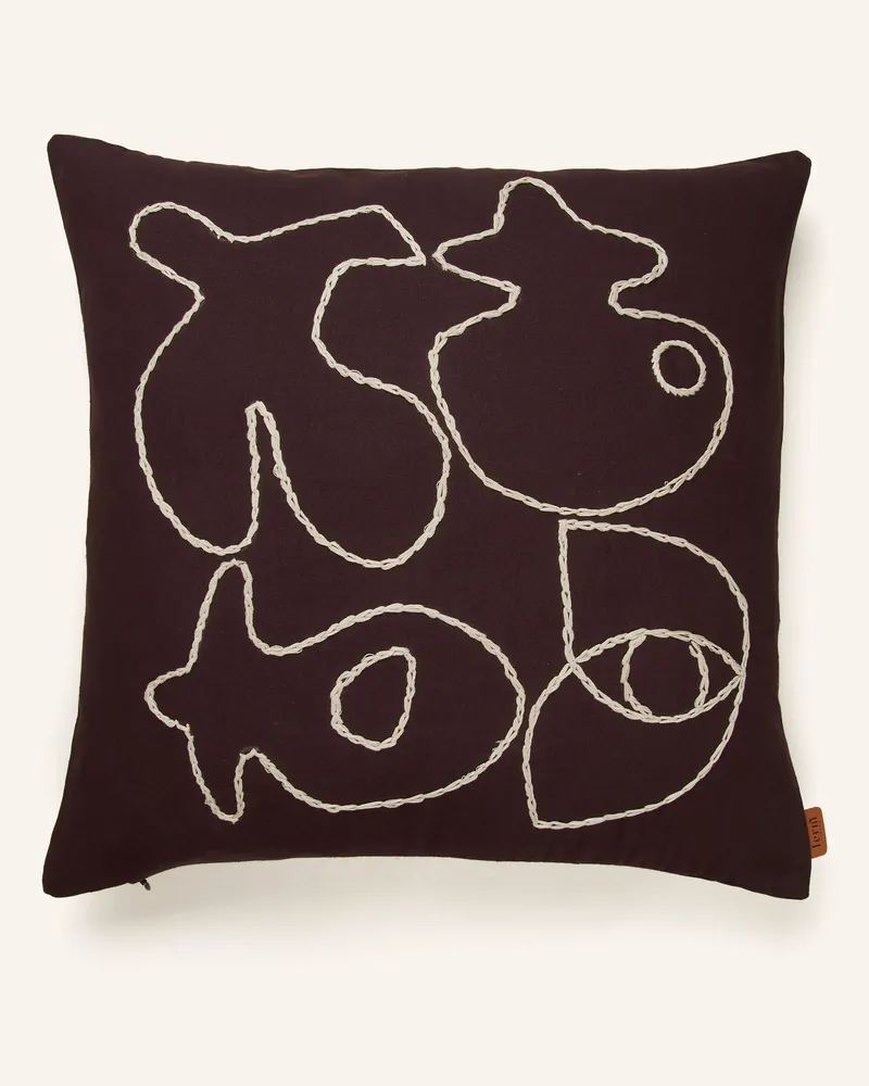 ferm LIVING Dekokissen FIGURE mit Daunenfüllung Dunkelbraun