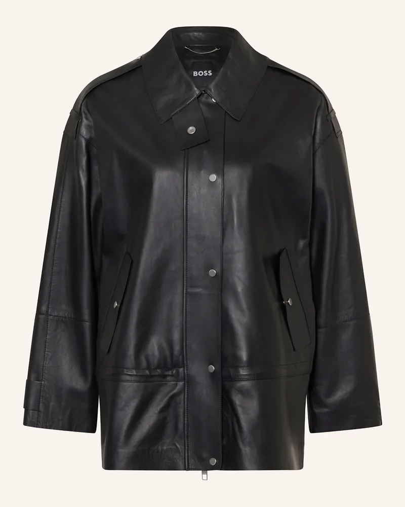 HUGO BOSS Lederjacke Salaha schwarz Schwarz