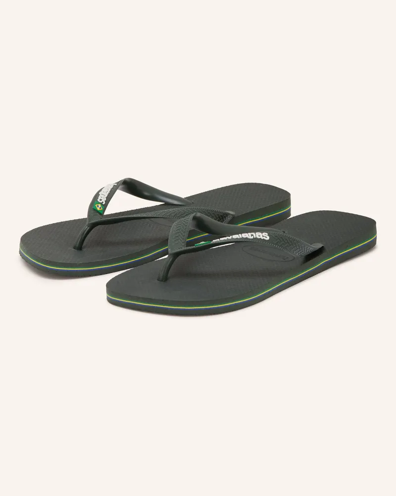 Havaianas Zehentrenner Brasil Logo gruen Dunkelgrün