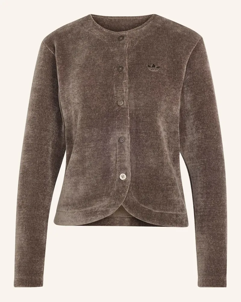 adidas Prem Ess Cardigan, Knopfleiste, Chenille braun Braun