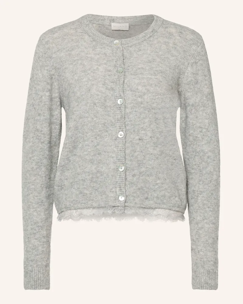 Milano Italy Strickjacke Mit Spitze grau Grau