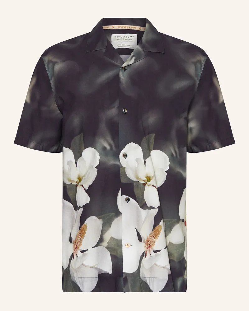 colours & sons Resorthemd Regular Fit Dunkelgrün