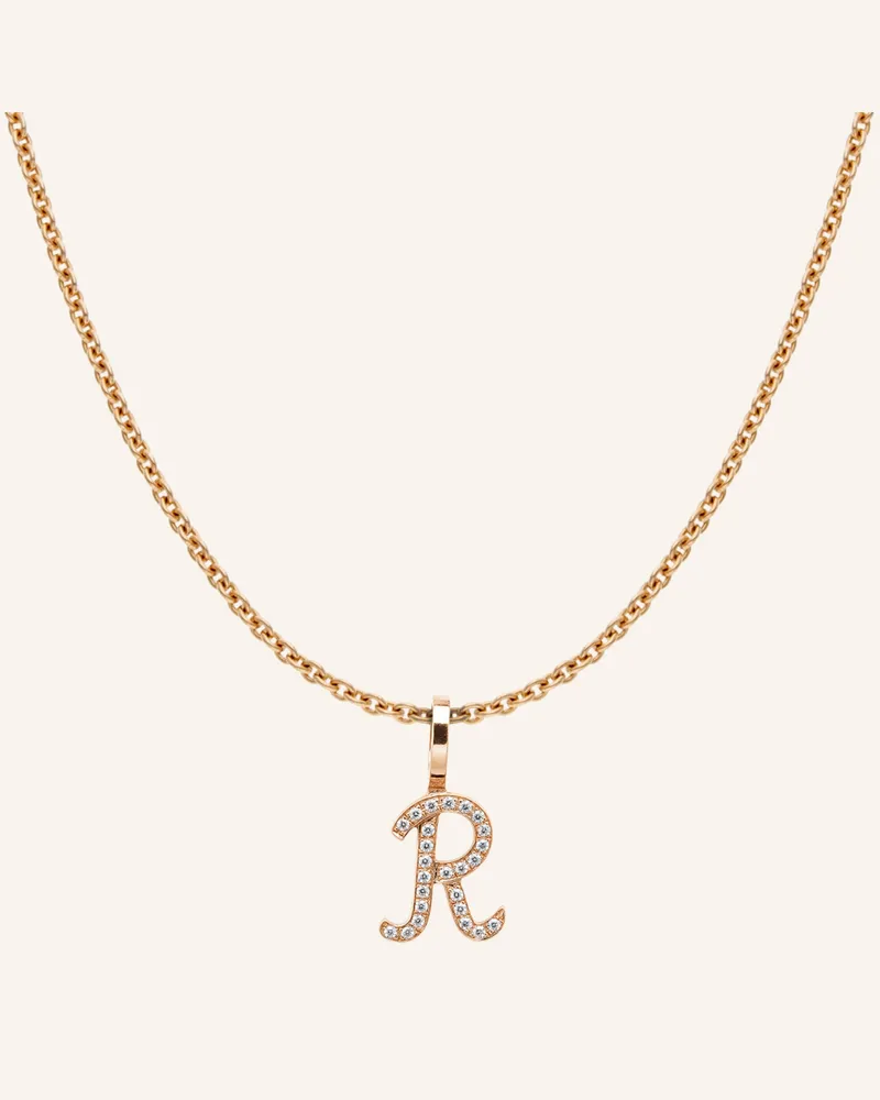 CADA Kette TINY DIAMOND LETTER R Roségold
