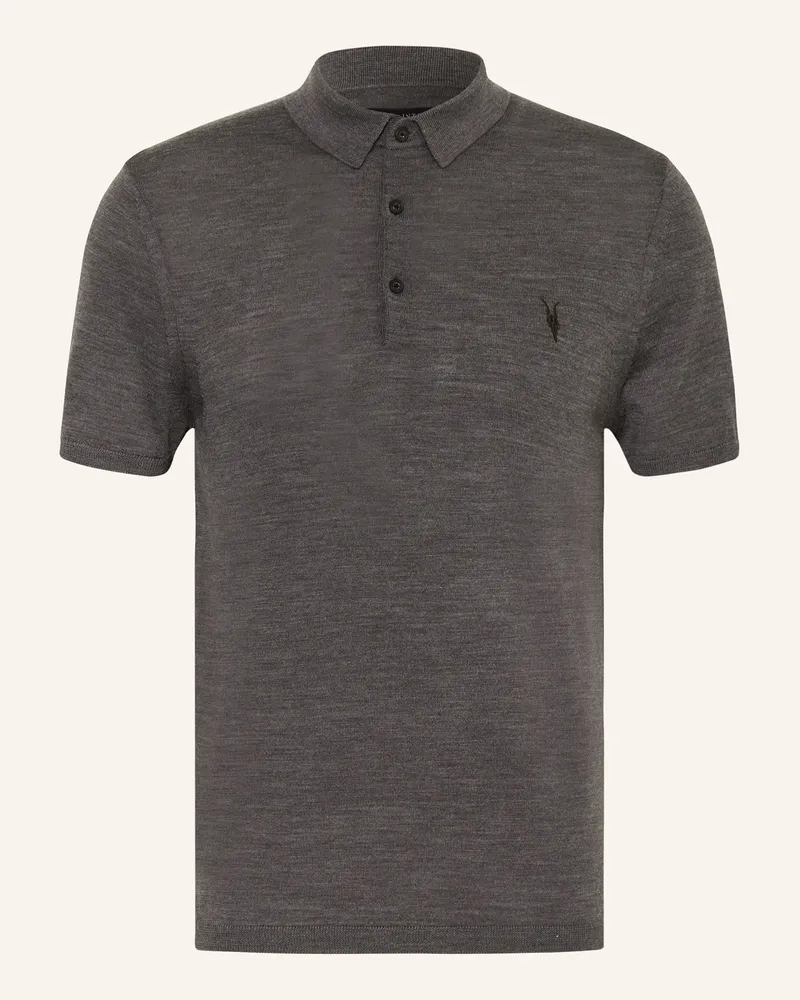 AllSaints Strick-Poloshirt Mode Merino Aus Merinowolle grau Grau