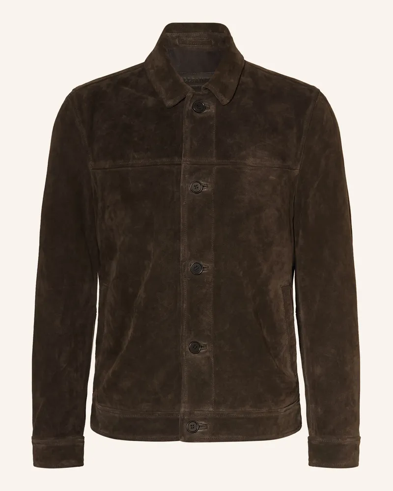 AllSaints Lederjacke Nates schwarz Dunkelbraun