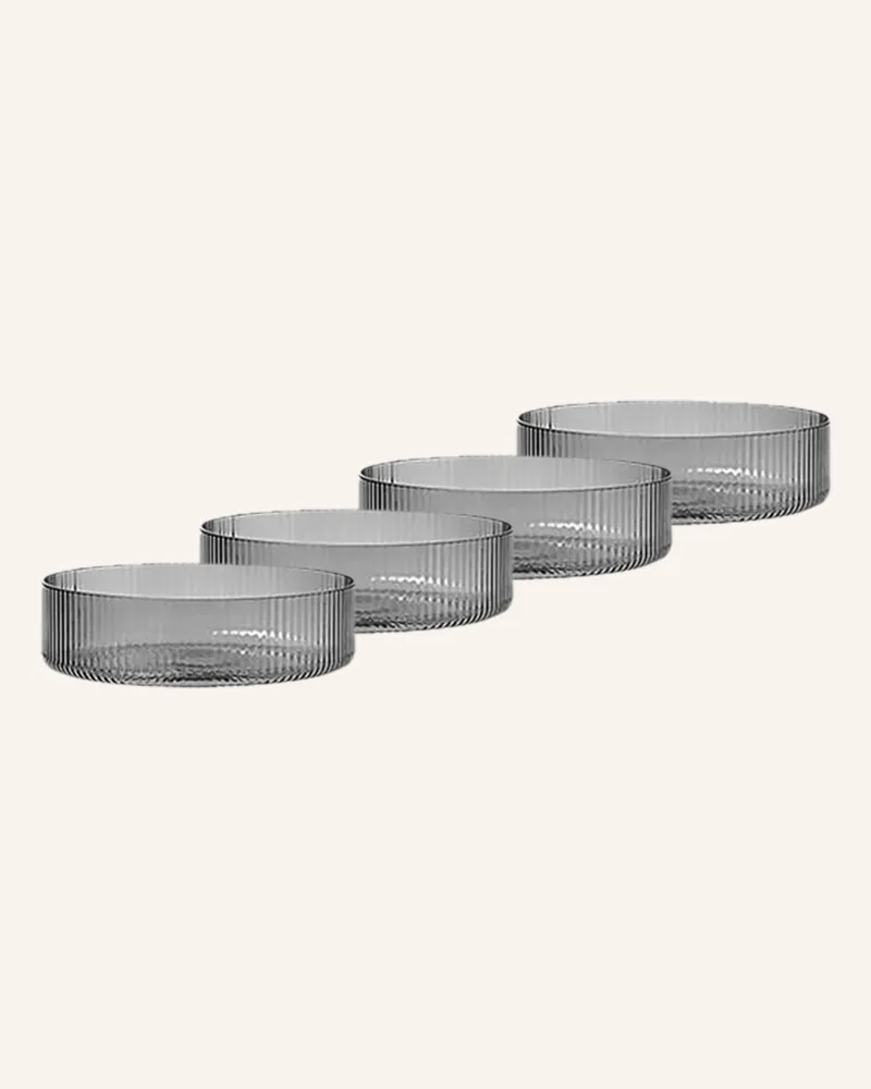 ferm LIVING 4er-Set Schalen Ripple grau Grau