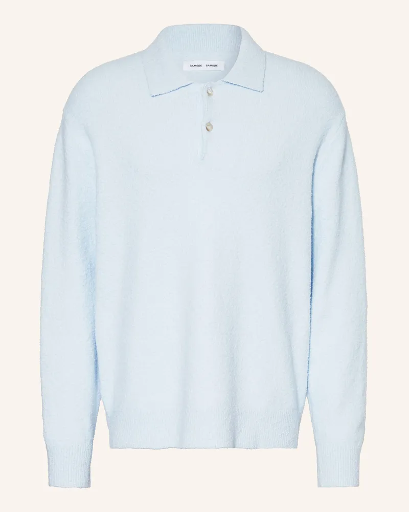 Samsøe & Samsøe Strick-Poloshirt Sanino blau Hellblau