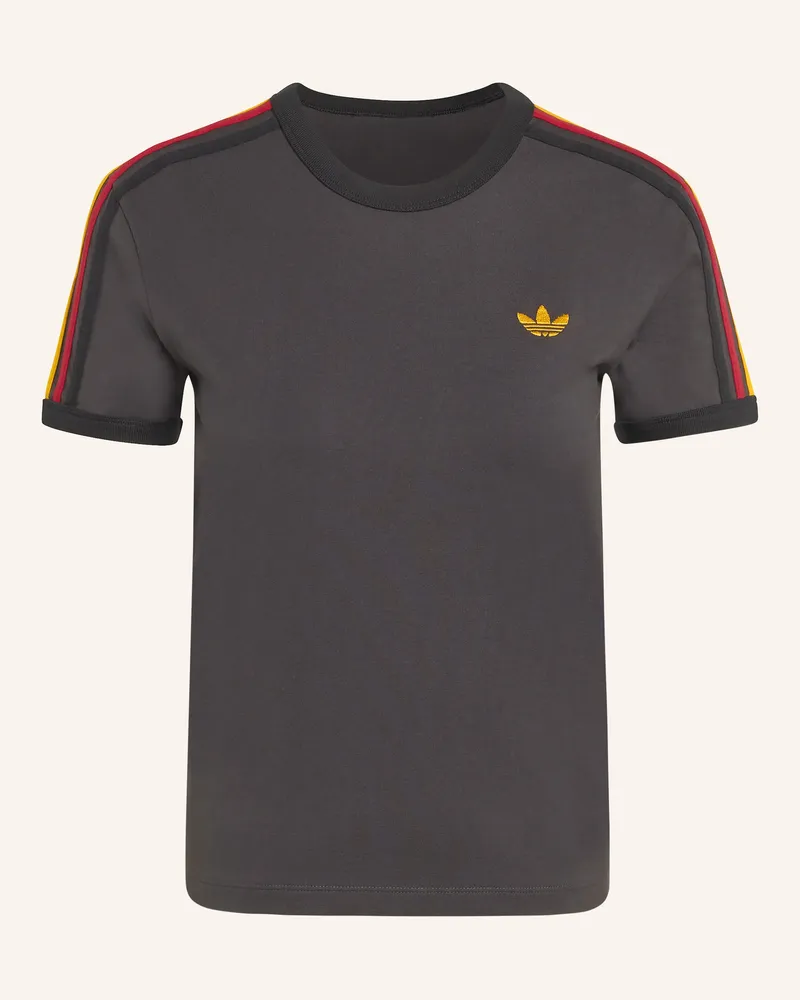 adidas T-Shirt 3-Streifen grau Dunkelgrau