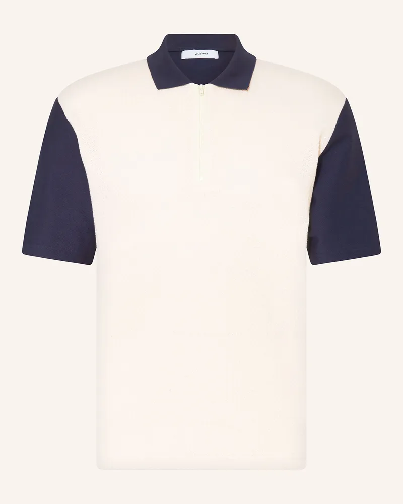 Palmes Poloshirt Textured Zip Polo blau Dunkelblau