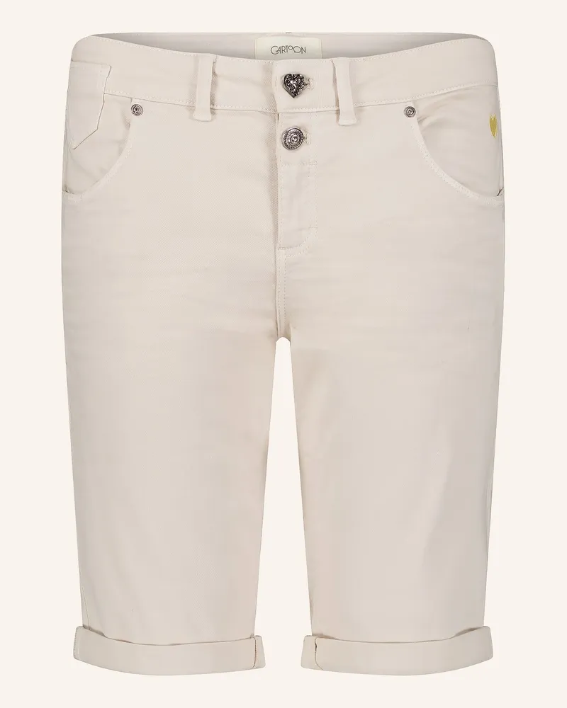 Cartoon Jeans-Bermudas Mit Schmucksteinen beige Ecru