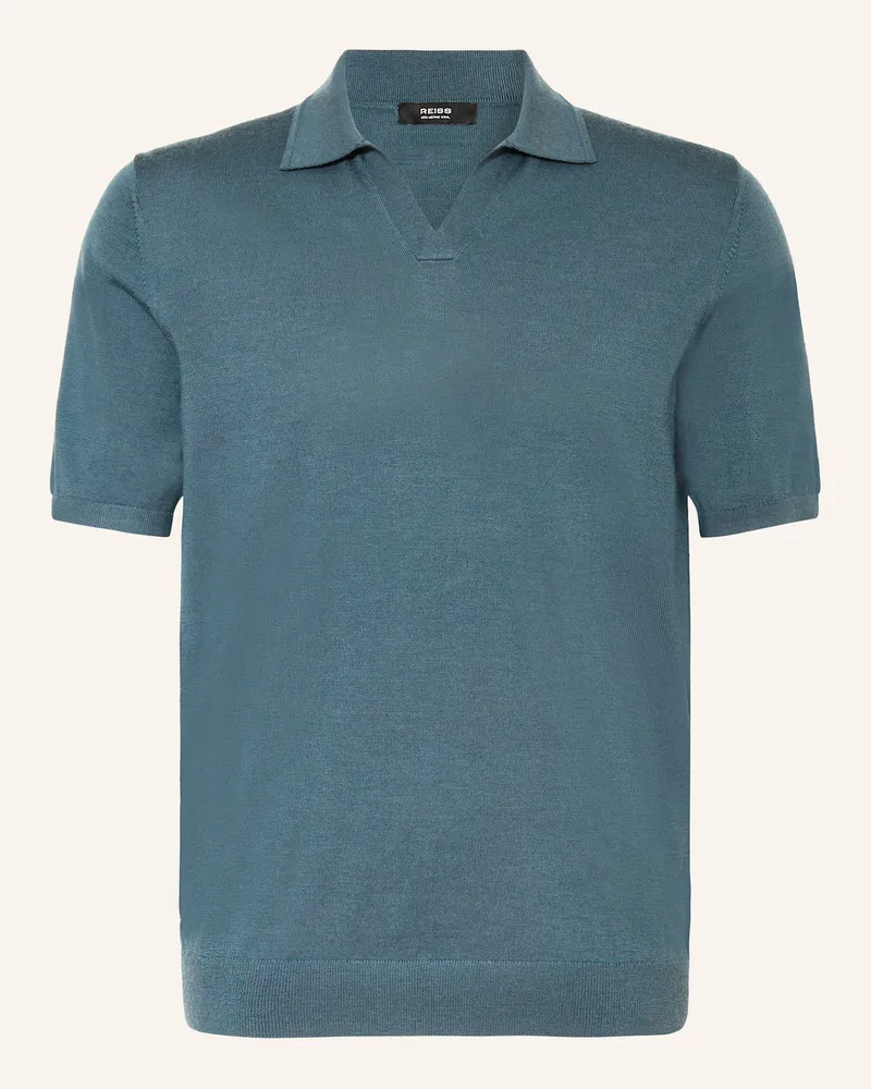 Reiss Strick-Poloshirt DUCHIE aus Merinowolle Petrol