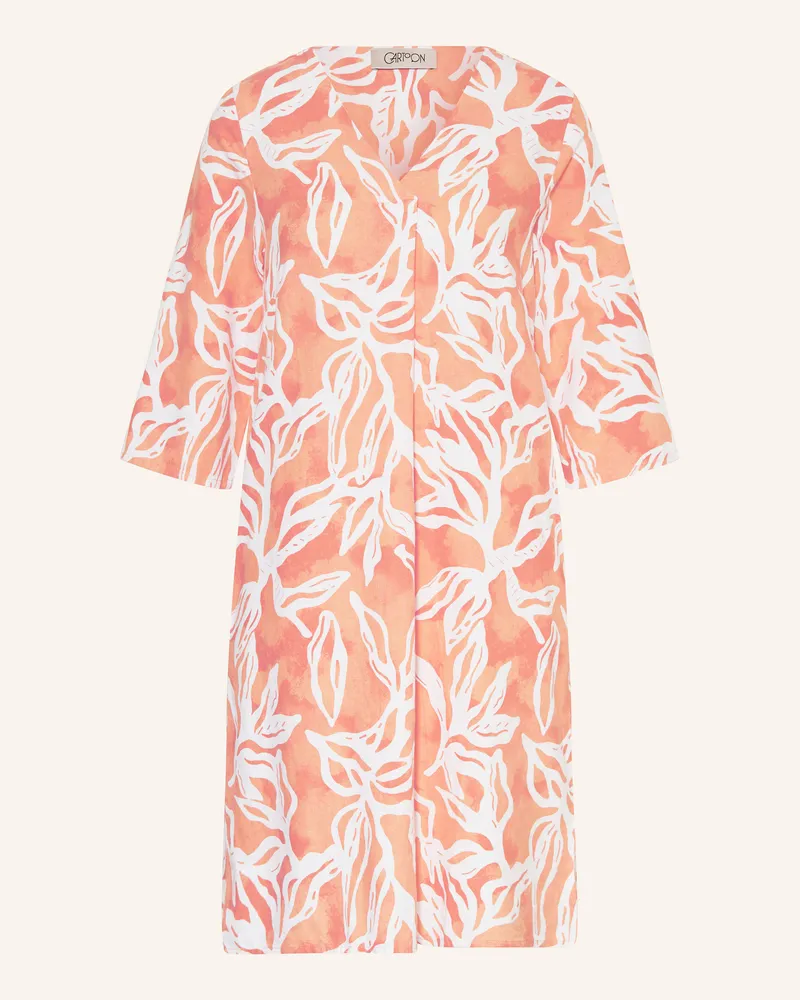 Cartoon Leinenkleid mit 3/4-Arm Lachs