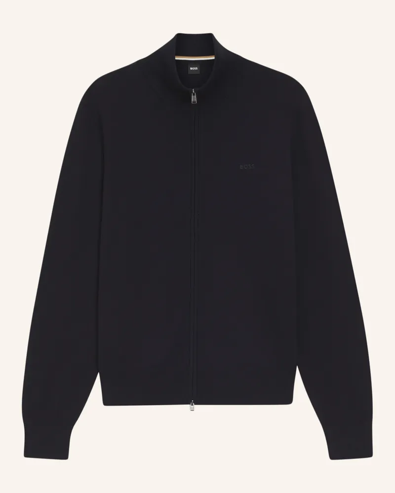 HUGO BOSS Strickjacke Upalano Regular Fit blau Dunkelblau