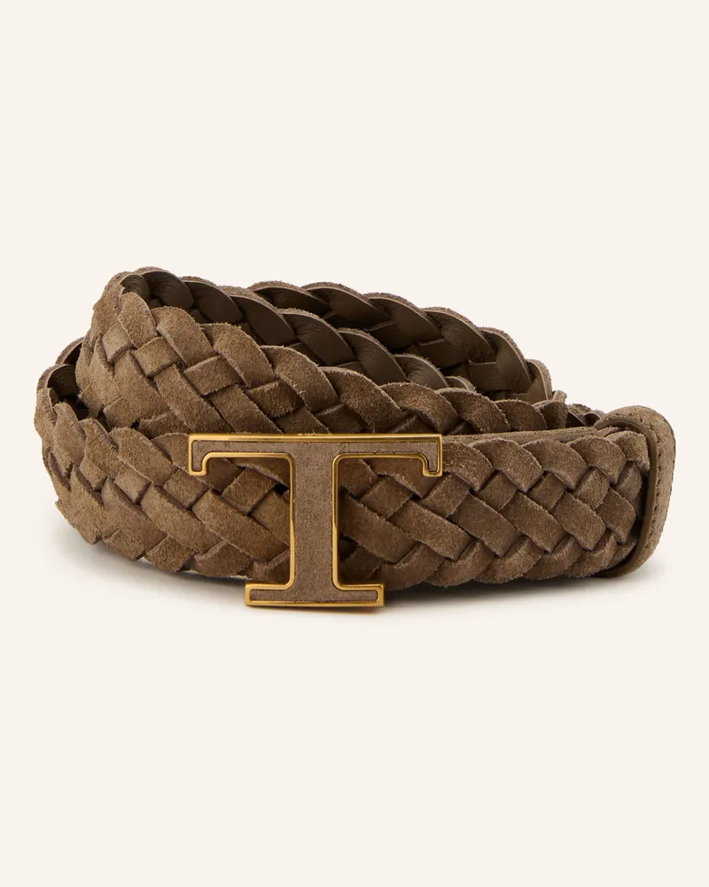 TOD'S Flechtgürtel Aus Leder braun Taupe
