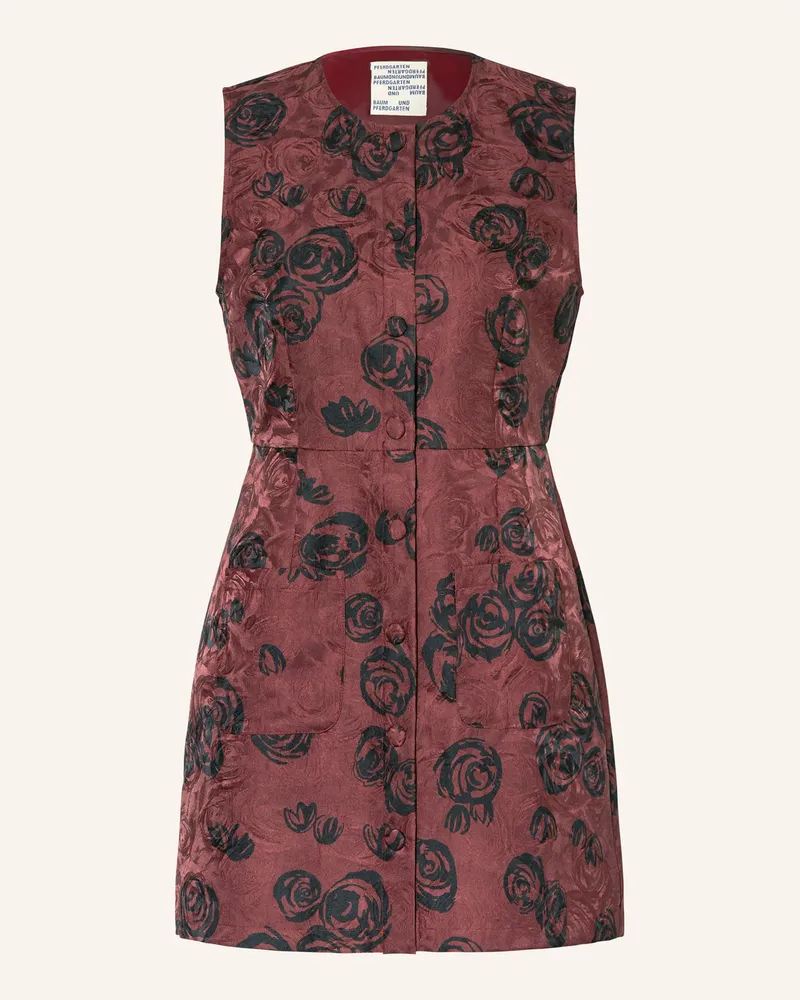Baum und Pferdgarten Jacquard-Kleid ANAVI Dunkelrot