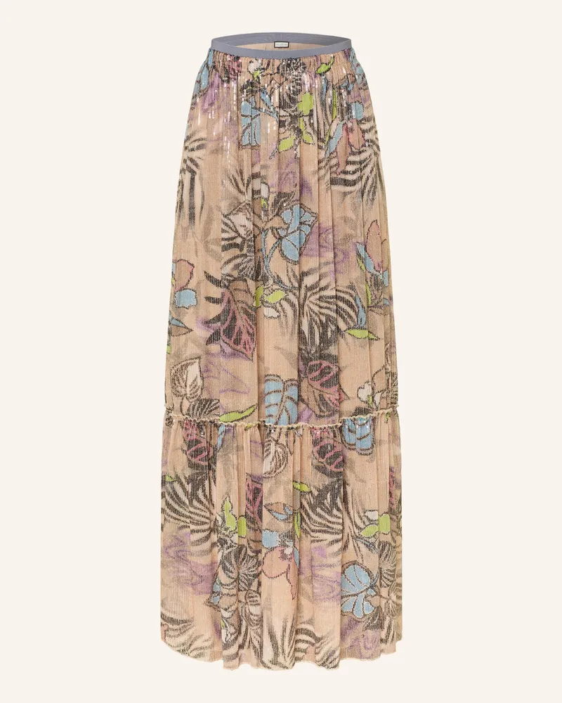 SEM PER LEI Mesh-Rock Mit Pailletten rosa Hellbraun