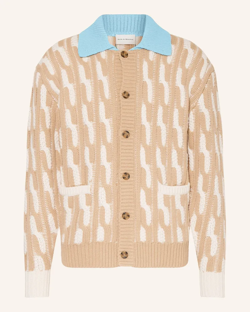 Drôle de Monsieur Strickjacke LE CARDIGAN TORSADES BICOLORE Camel