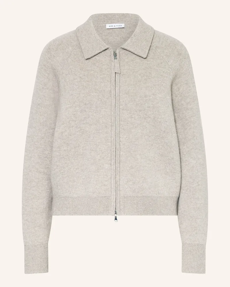 Mrs & HUGS Strickjacke Mit Cashmere beige Taupe