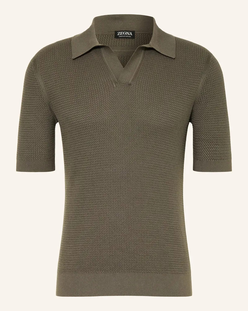 Ermenegildo Zegna Strick-Poloshirt gruen Khaki