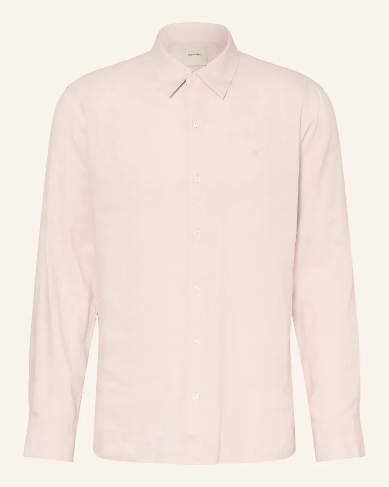 Calvin Klein Hemd Classic Fit Mit Leinen rosa Hellrosa