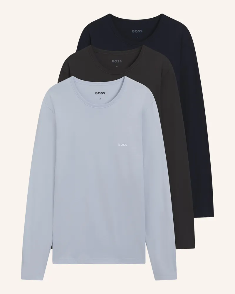 HUGO BOSS 3er-Pack Longsleeves blau Blau
